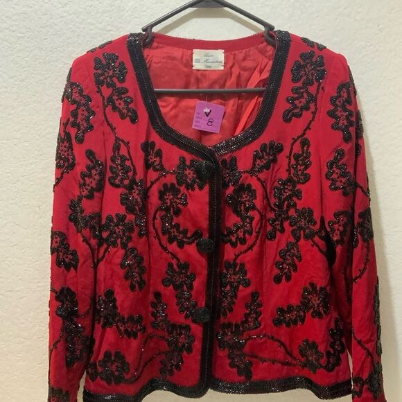 Luisa di Marcantonio Roma  Blazer in redVintage band Collar Evening Jacket - Picture 2 of 6